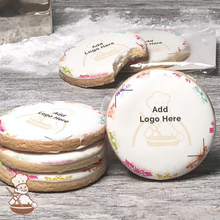 Load image into Gallery viewer, Colorful Snowflakes and Presents Logo Cookies (Round)