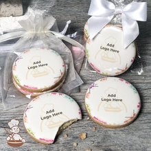 Load image into Gallery viewer, Colorful Snowflakes and Presents Logo Cookies (Round)