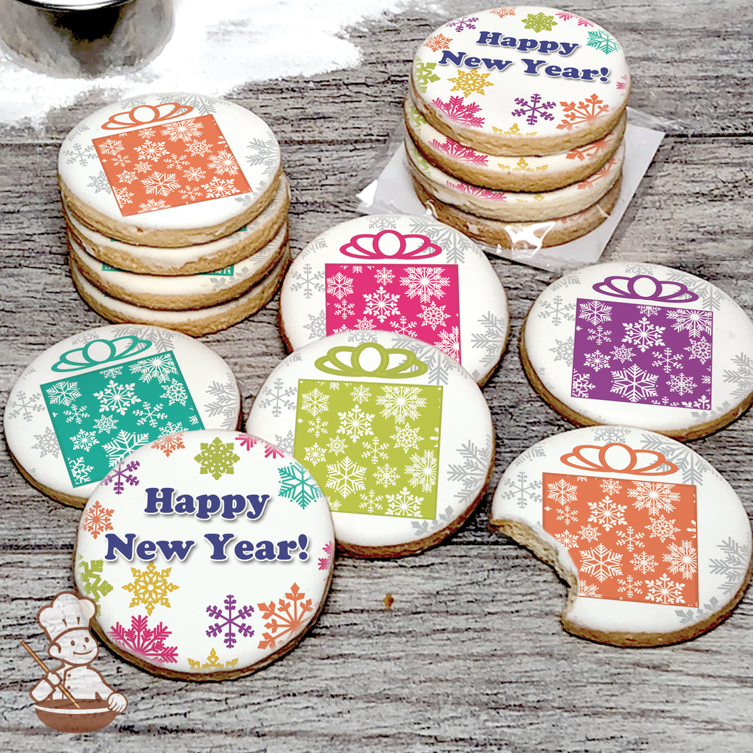 Colorful Snowflakes and Presents Cookie Set (Round)