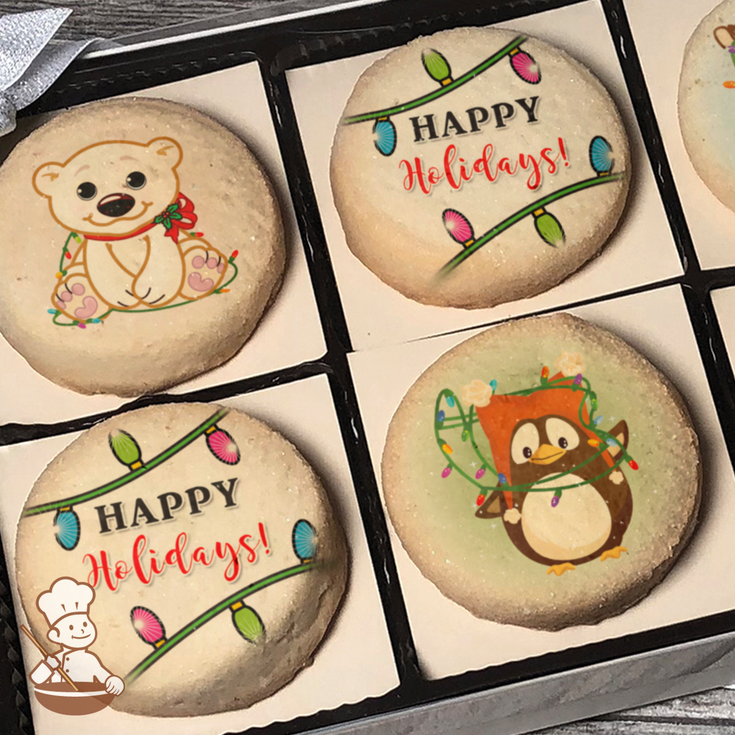 Holiday Brights and Friends Cookie Gift Box (Round Unfrosted)
