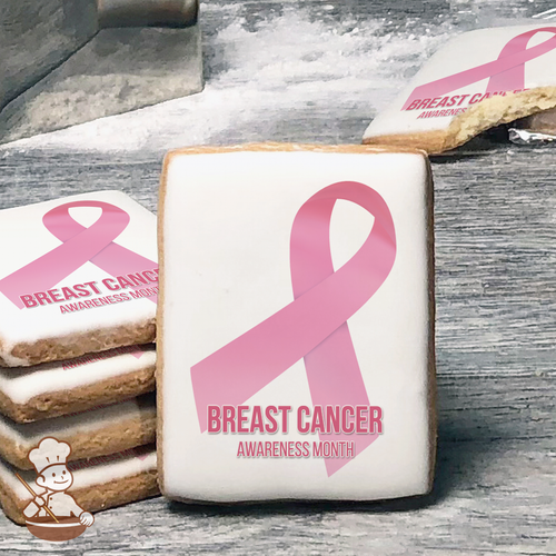 Breast Cancer Awareness Classic Pink Ribbon Cookies (Rectangle)