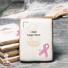 Load image into Gallery viewer, Breast Cancer Awareness Classic Pink Ribbon Logo Cookies (Rectangle)