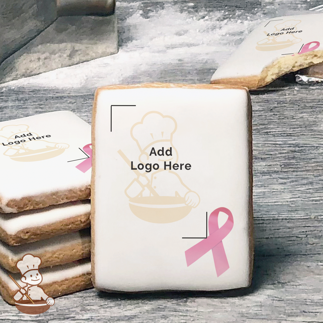 Breast Cancer Awareness Classic Pink Ribbon Logo Cookies (Rectangle)