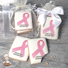 Load image into Gallery viewer, Breast Cancer Awareness Classic Pink Ribbon Custom Message Cookies (Rectangle)