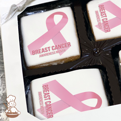 Breast Cancer Awareness Classic Pink Ribbon Cookie Gift Box (Rectangle)