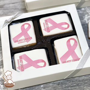 Breast Cancer Awareness Classic Pink Ribbon Cookie Gift Box (Rectangle)