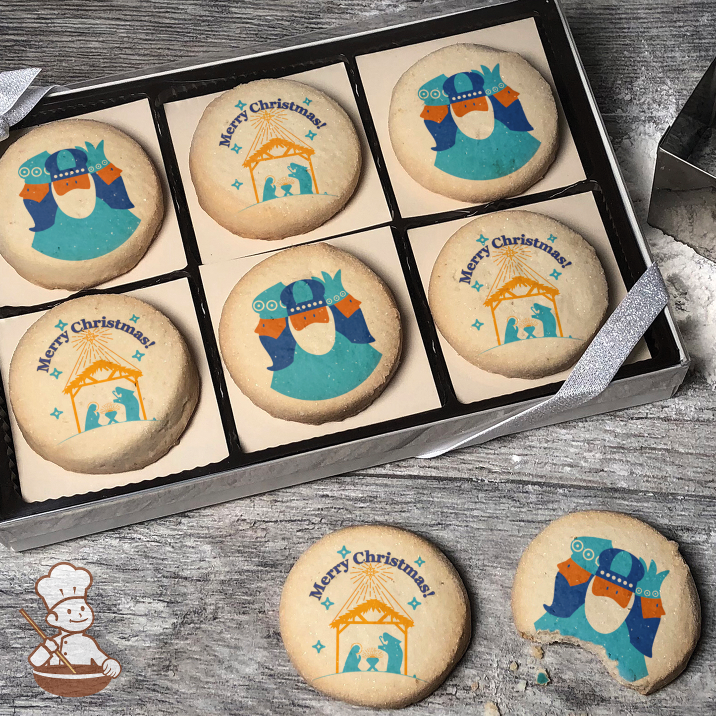 Nativity Night Cookie Gift Box (Round Unfrosted)