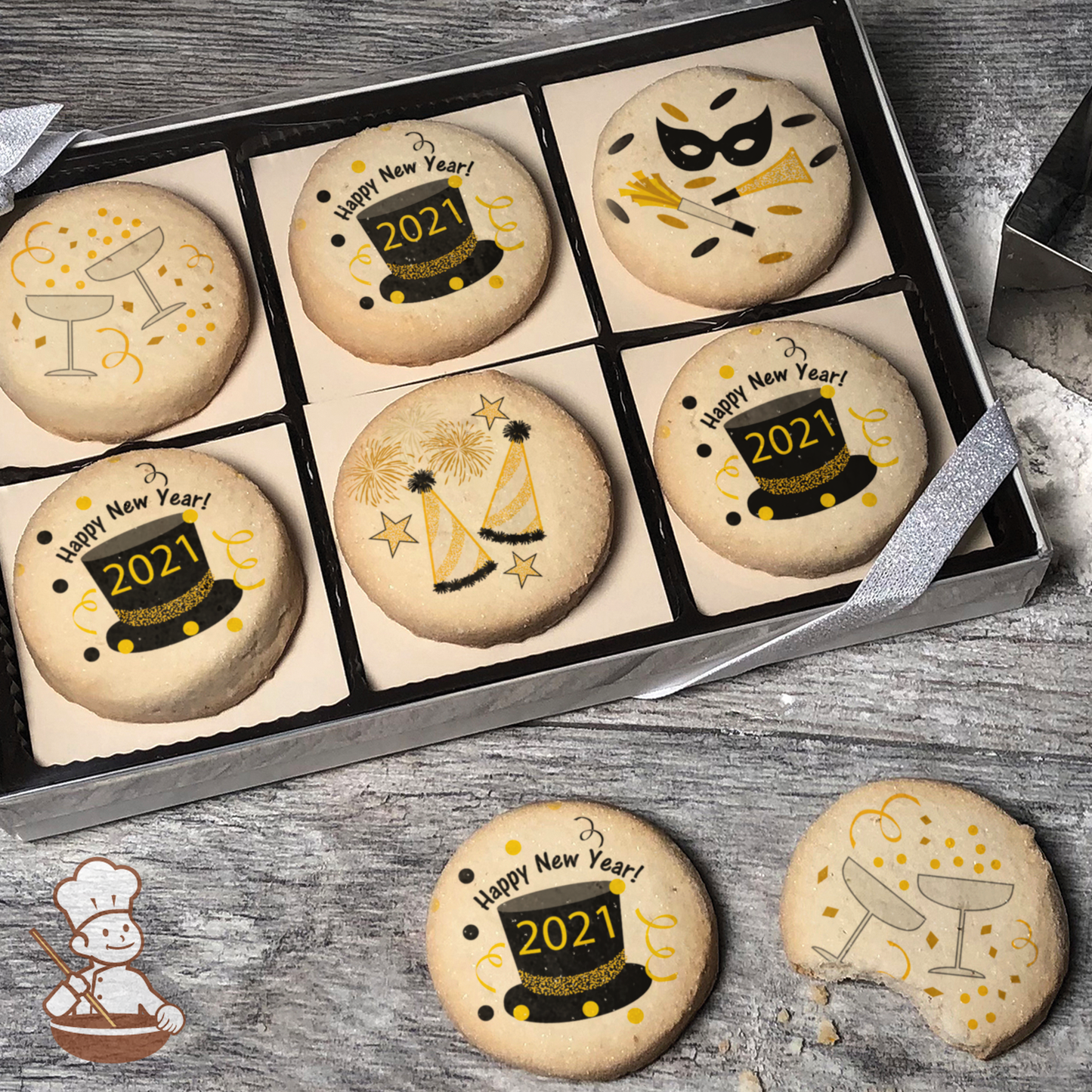 Top Hat Party Cookie Gift Box (Round Unfrosted)