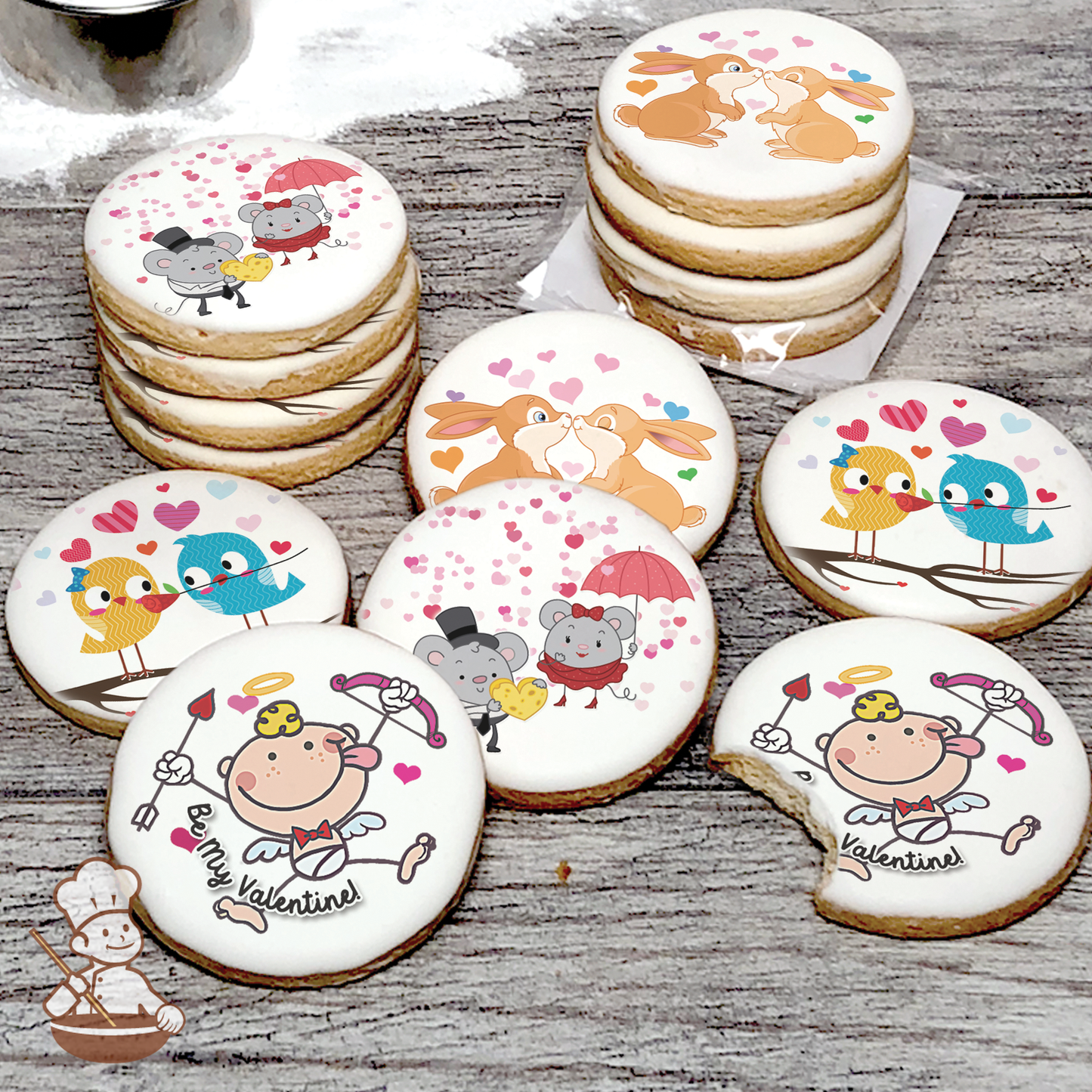 Valentine Cupid Cookie Set (Round)