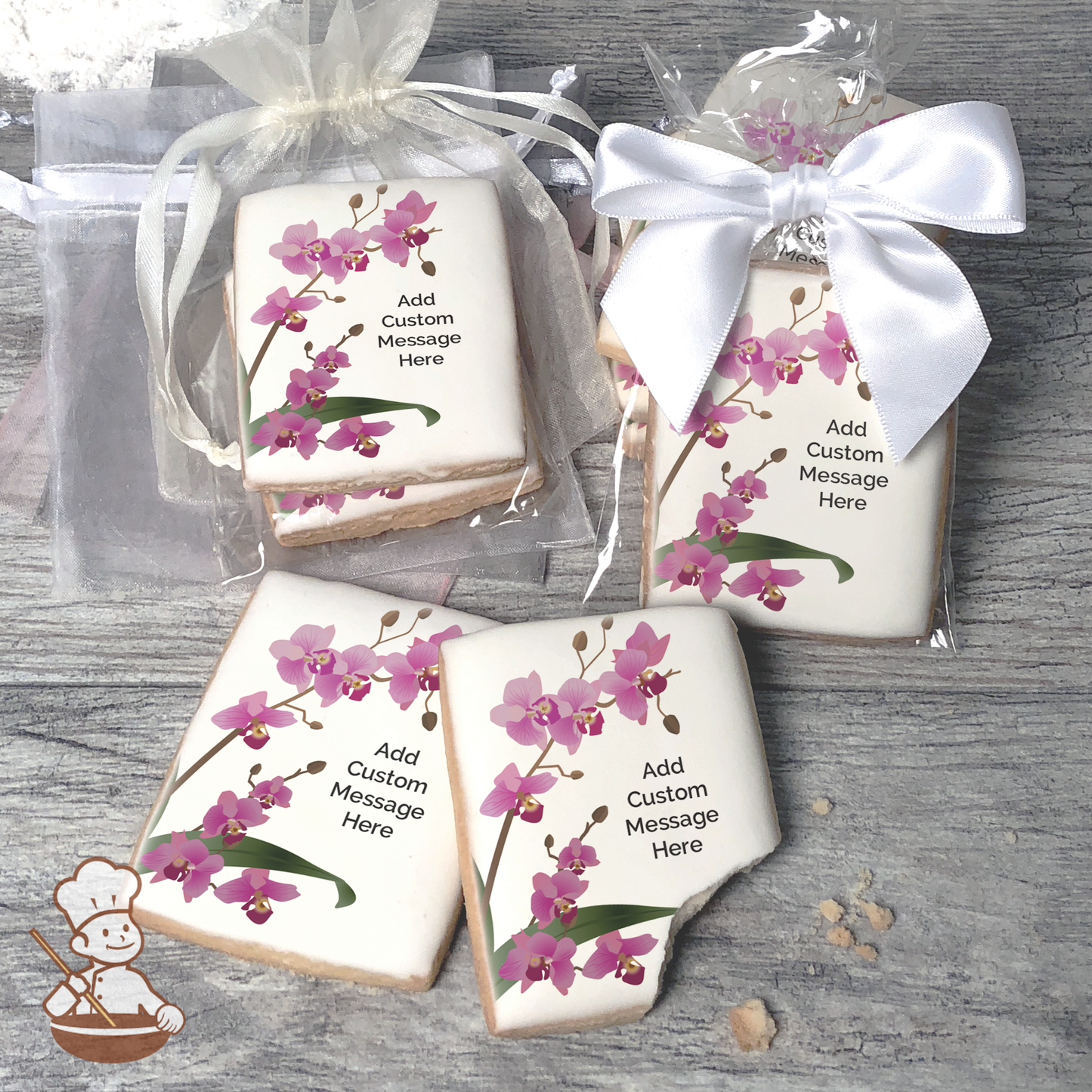 Orchid Love Custom Message Cookies (Rectangle)