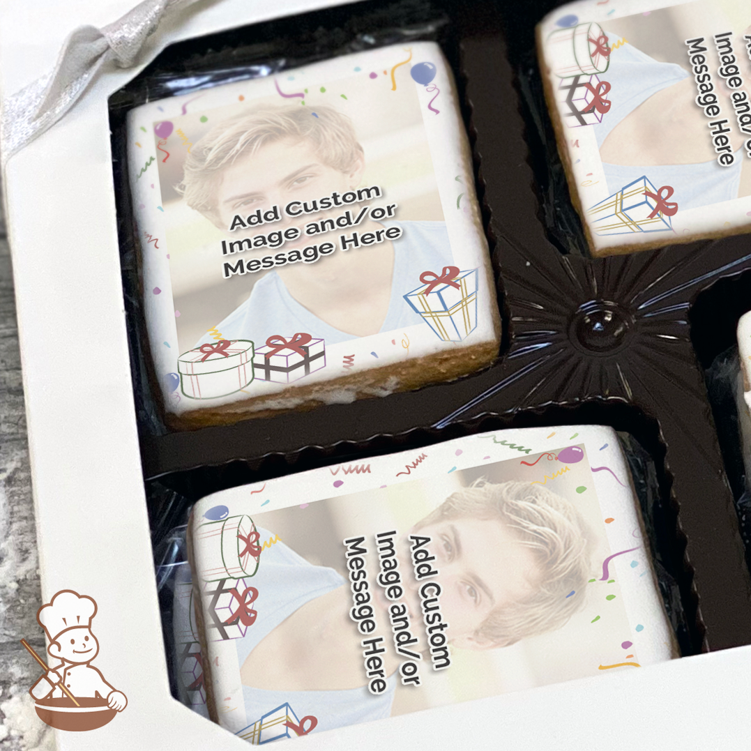 Vintage Birthday Party Photo Cookie Gift Box (Rectangle)