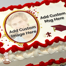 Load image into Gallery viewer, Graduation in Burgundy Custom Photo Cake