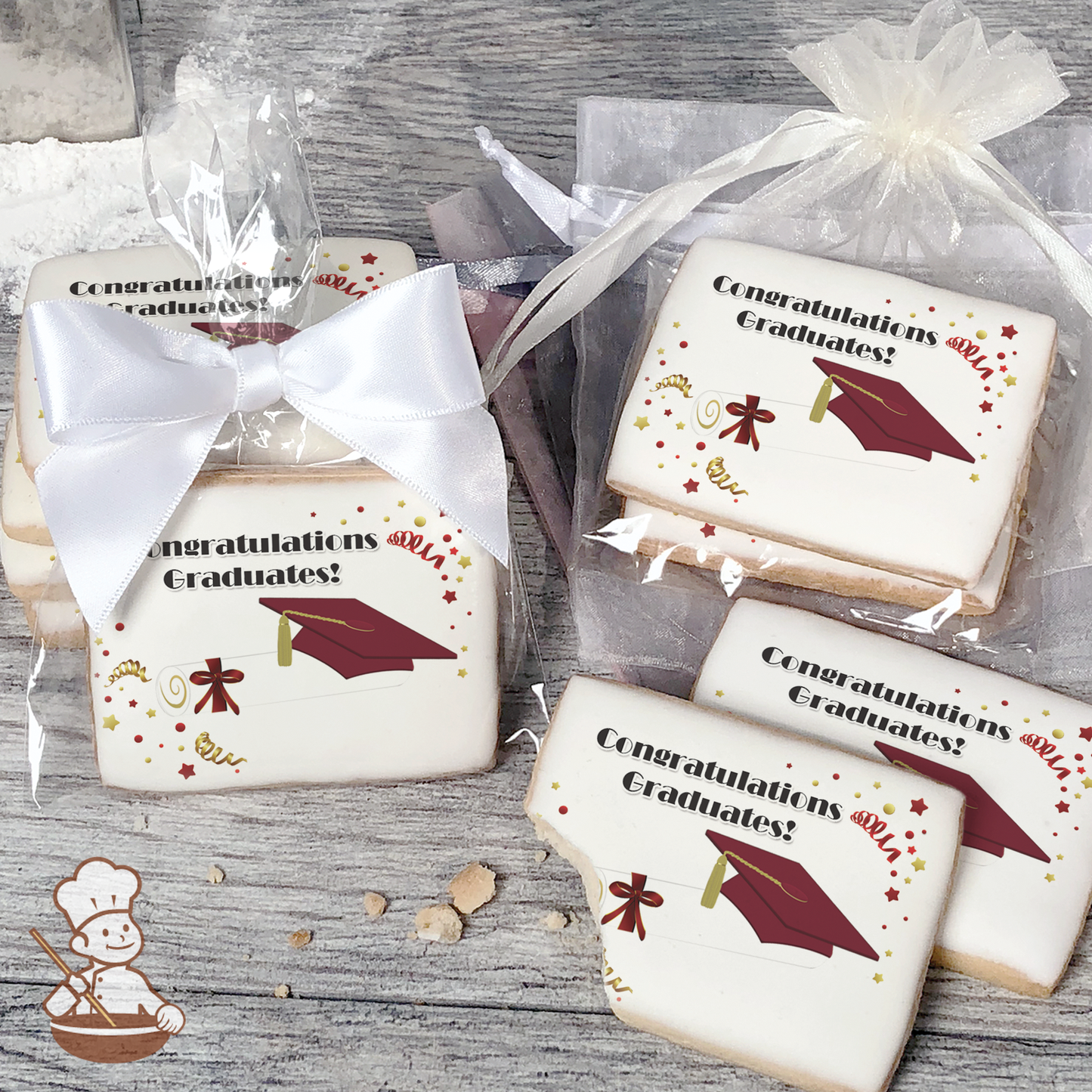Graduation in Burgundy Cookies (Rectangle)