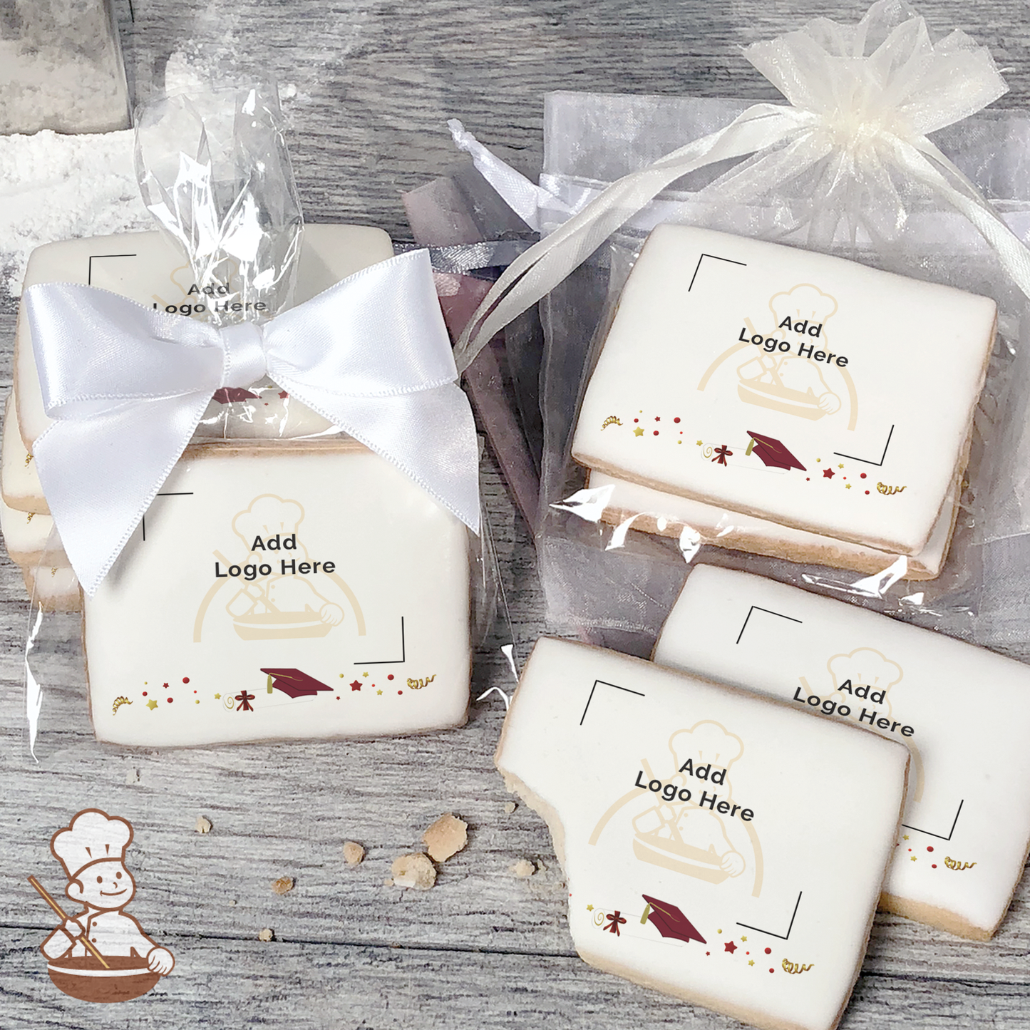 Graduation in Burgundy Logo Cookies (Rectangle)