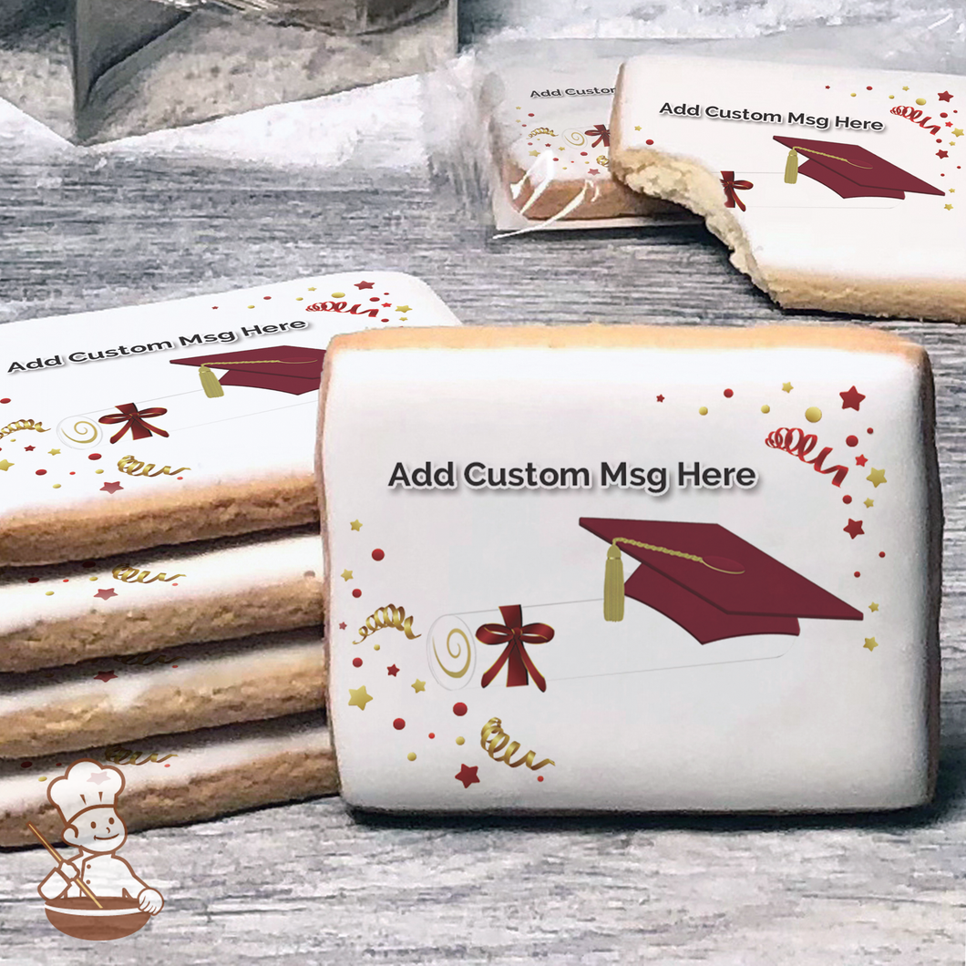 Graduation in Burgundy Custom Message Cookies (Rectangle)