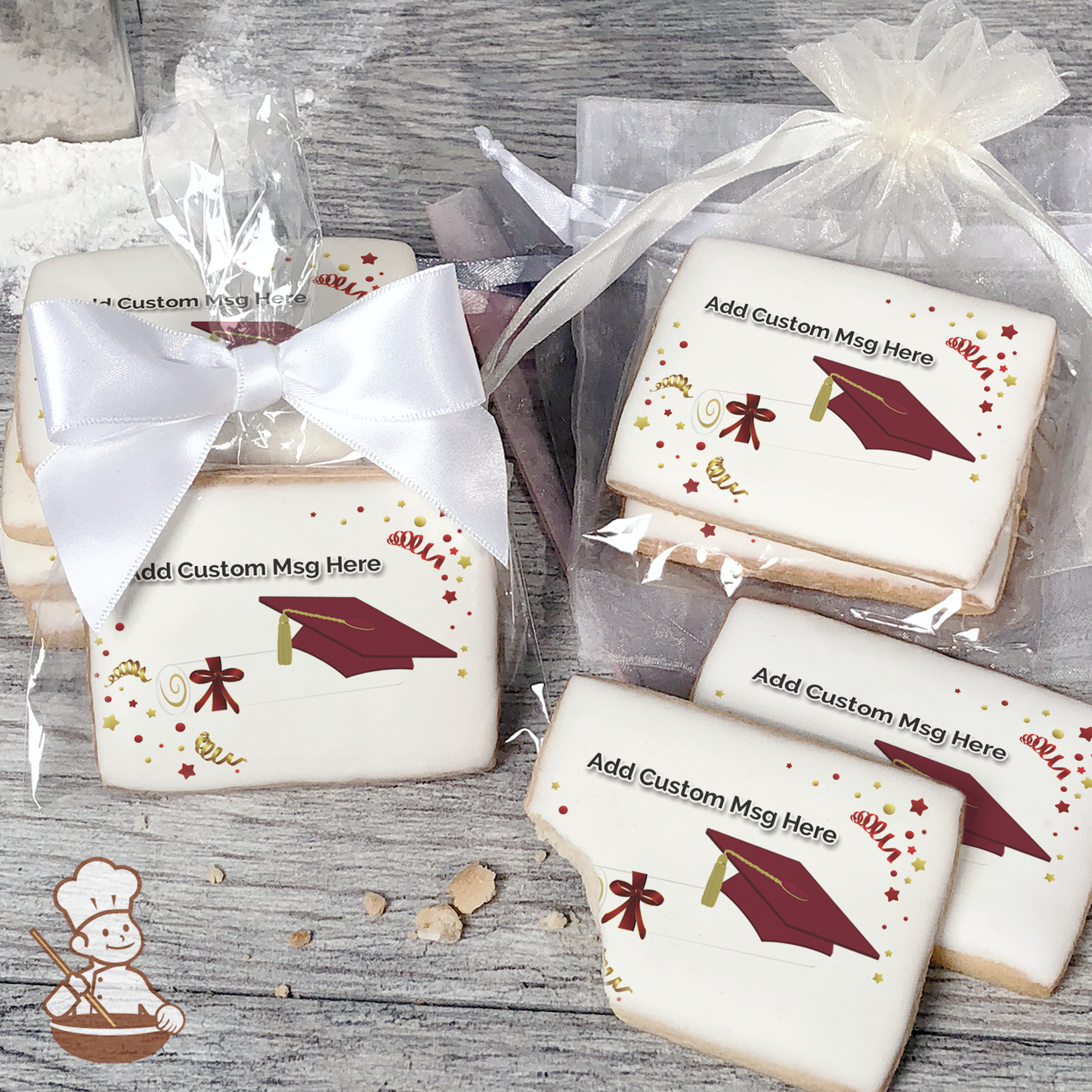 Graduation in Burgundy Custom Message Cookies (Rectangle)