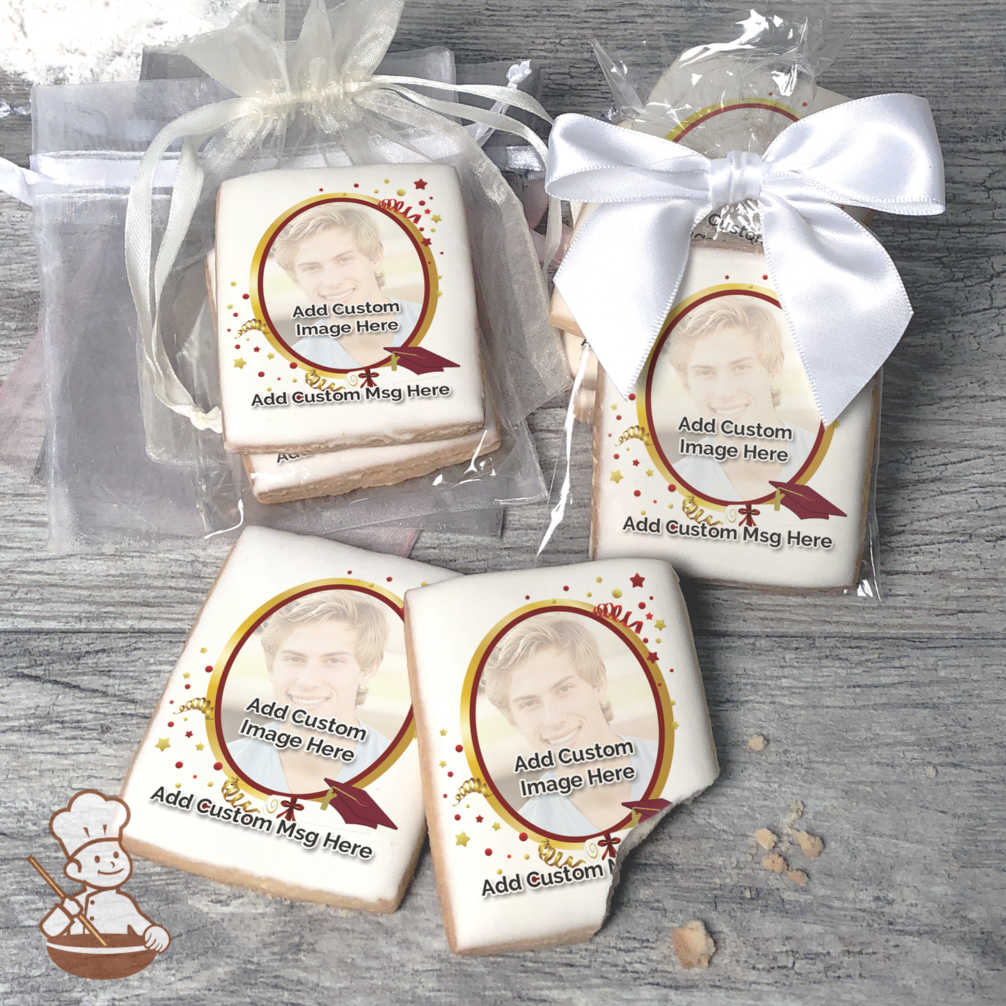 Graduation in Burgundy Photo Cookies (Rectangle)