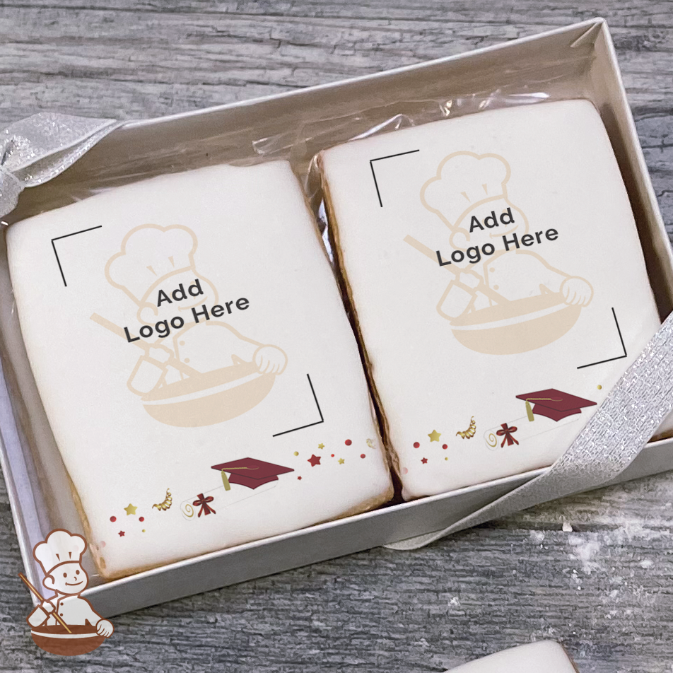 Graduation in Burgundy Logo Cookie Small Gift Box (Rectangle)