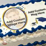 Graduation in Blue Custom Photo Cake
