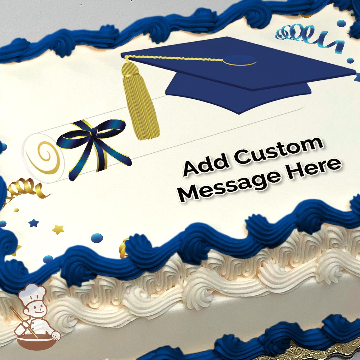 Graduation in Blue Photo Cake