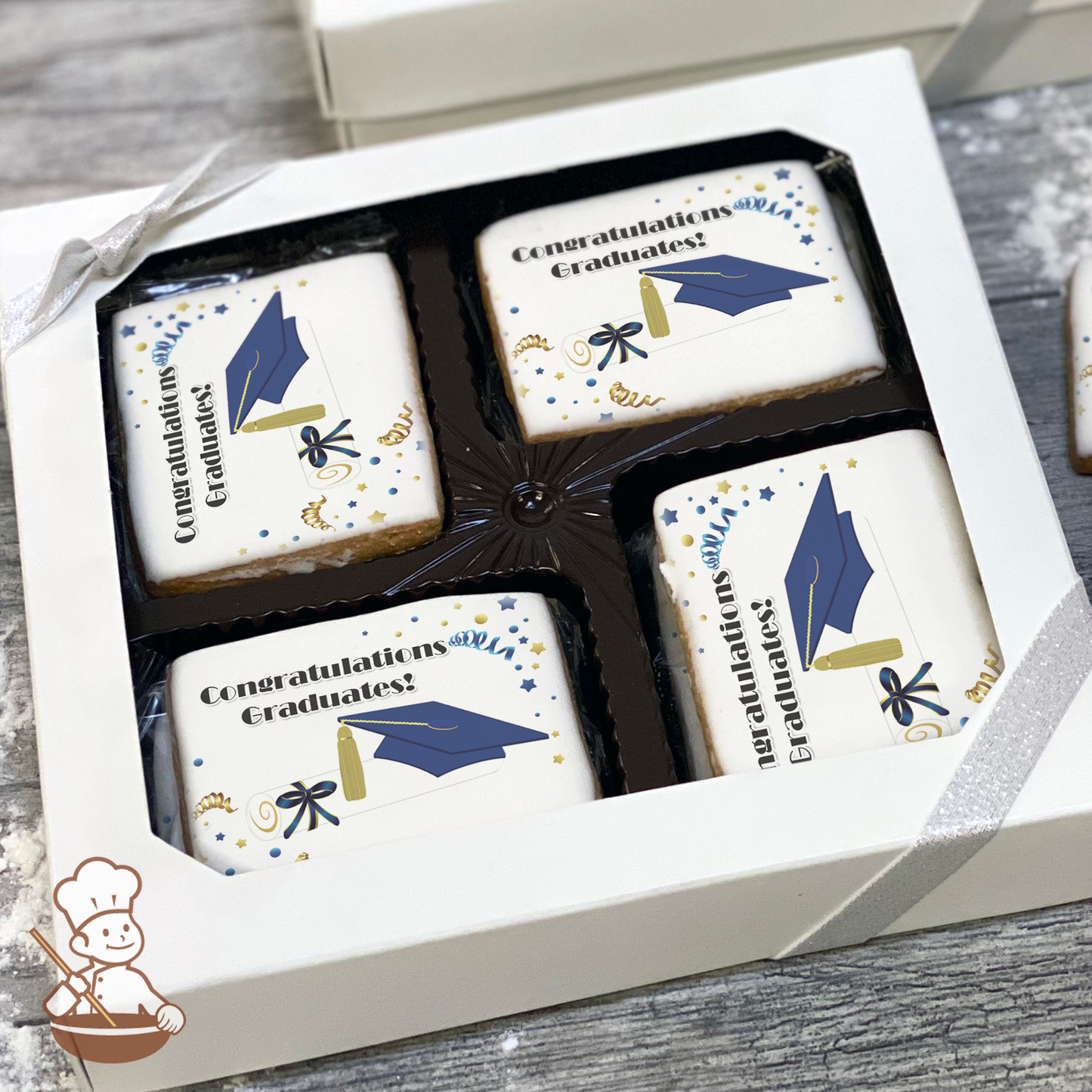Graduation in Blue Cookie Gift Box (Rectangle)
