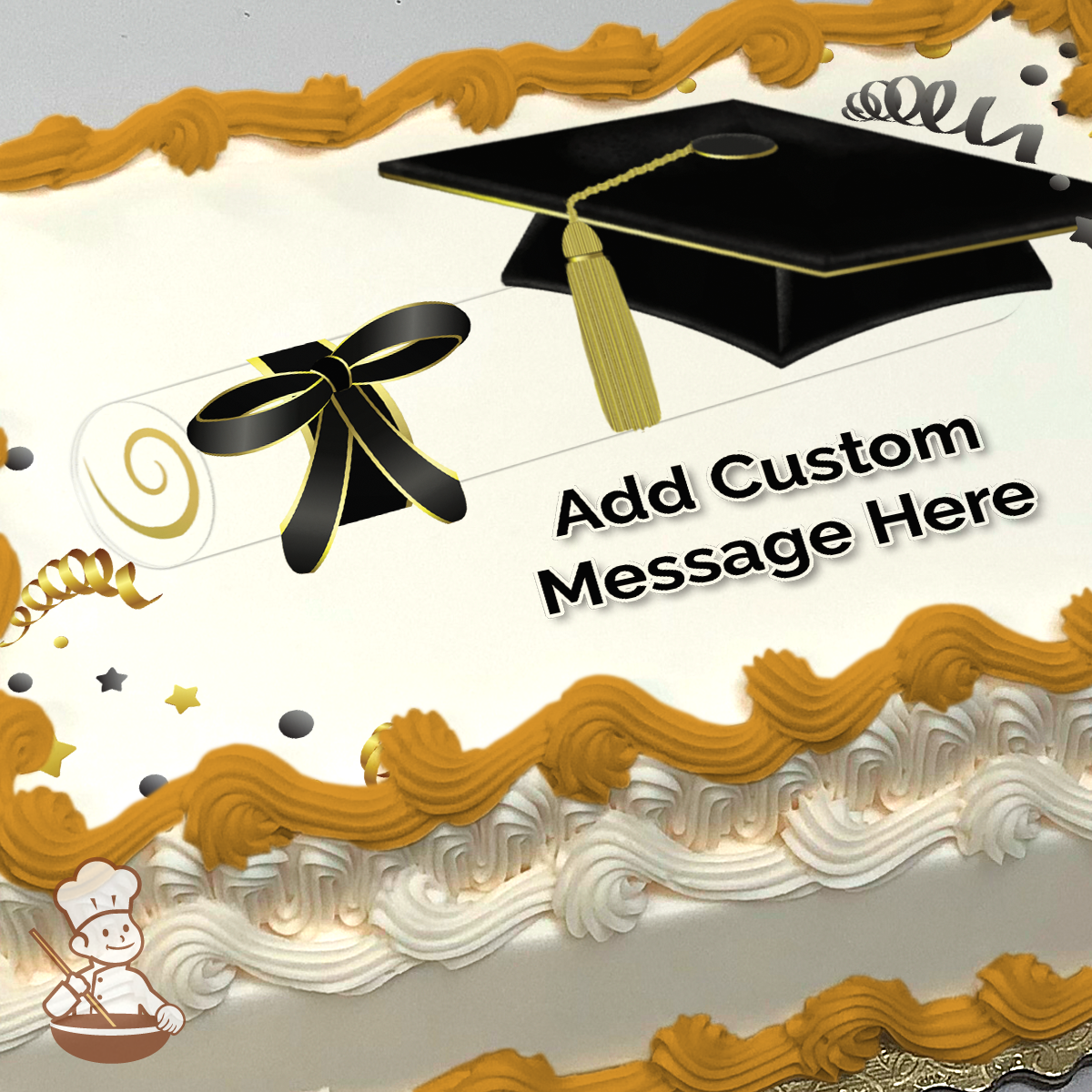 Graduation in Black Photo Cake