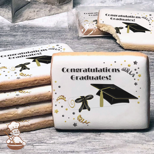 Graduation in Black Cookies (Rectangle)