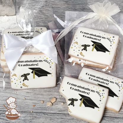 Graduation in Black Cookies (Rectangle)