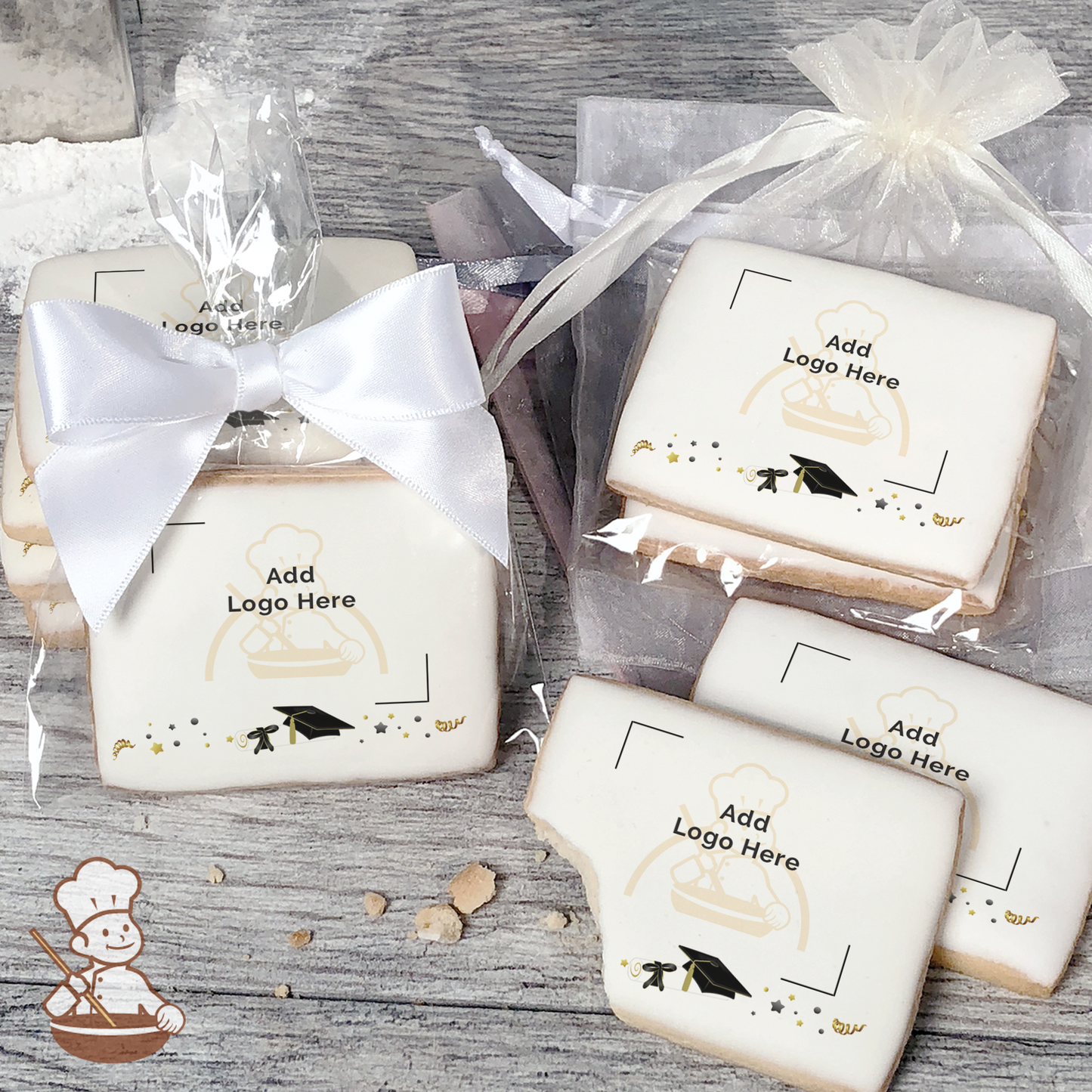 Graduation in Black Logo Cookies (Rectangle)