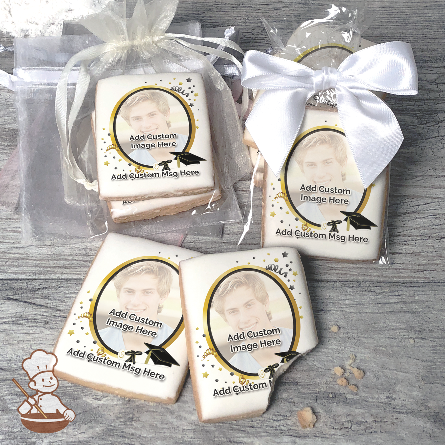 Graduation in Black Photo Cookies (Rectangle)