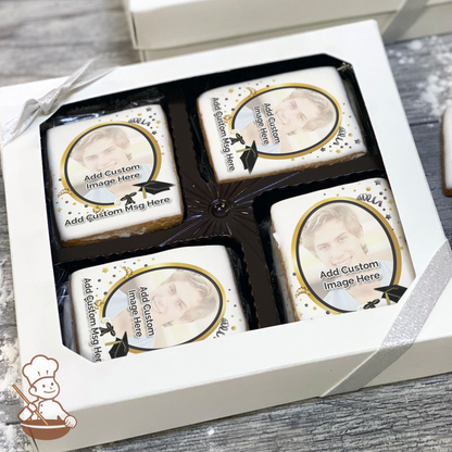 Graduation in Black Photo Cookie Gift Box (Rectangle)