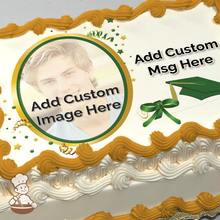 Load image into Gallery viewer, Graduation in Green Custom Photo Cake