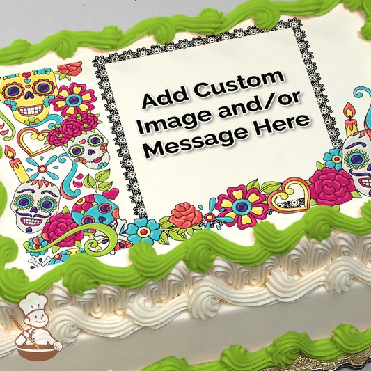 Day of the Dead Borders Custom Photo Cake