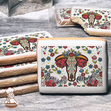 Load image into Gallery viewer, Dia de los Muertos Cow Skull Cookies (Rectangle)
