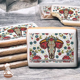 Dia de los Muertos Cow Skull Custom Message Cookies (Rectangle)