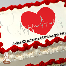 Load image into Gallery viewer, Heart Beats for our Medical Heroes Photo Cake