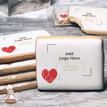 Load image into Gallery viewer, Heart Beats for our Medical Heroes Logo Cookies (Rectangle)