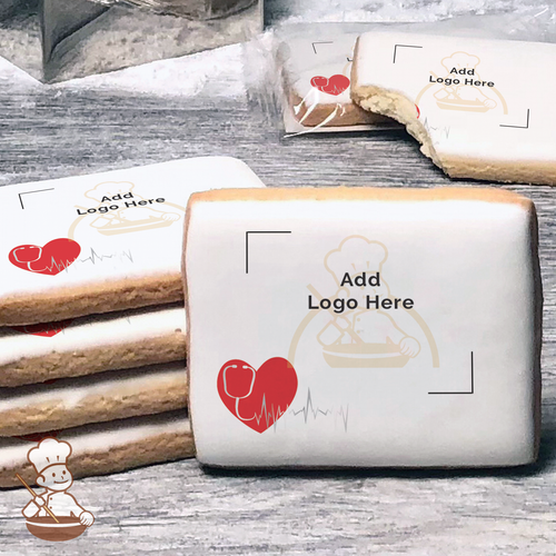 Heart Beats for our Medical Heroes Logo Cookies (Rectangle)