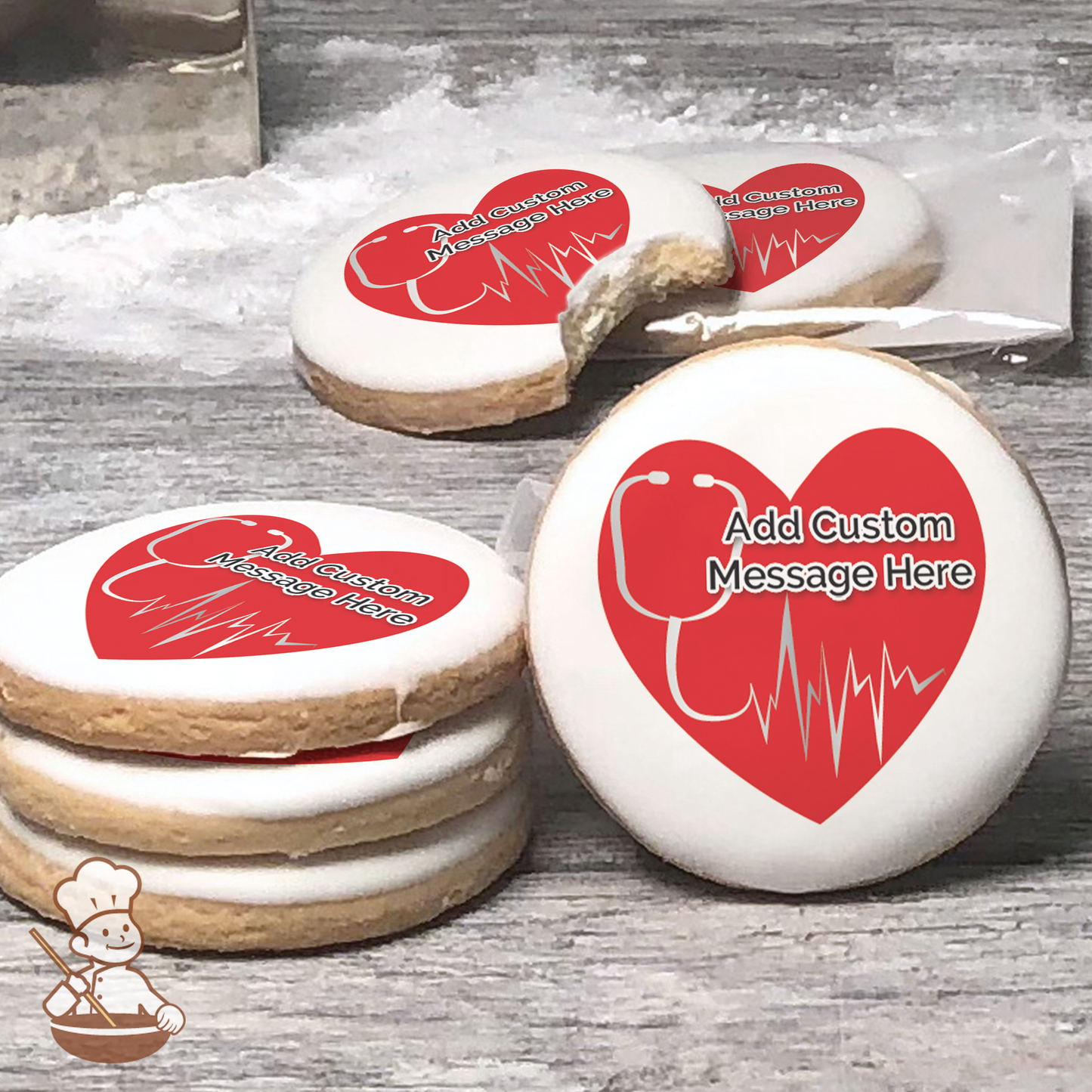 Heart Beats for our Medical Heroes Custom Message Cookies (Round)