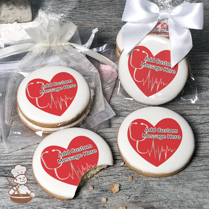 Heart Beats for our Medical Heroes Custom Message Cookies (Round)