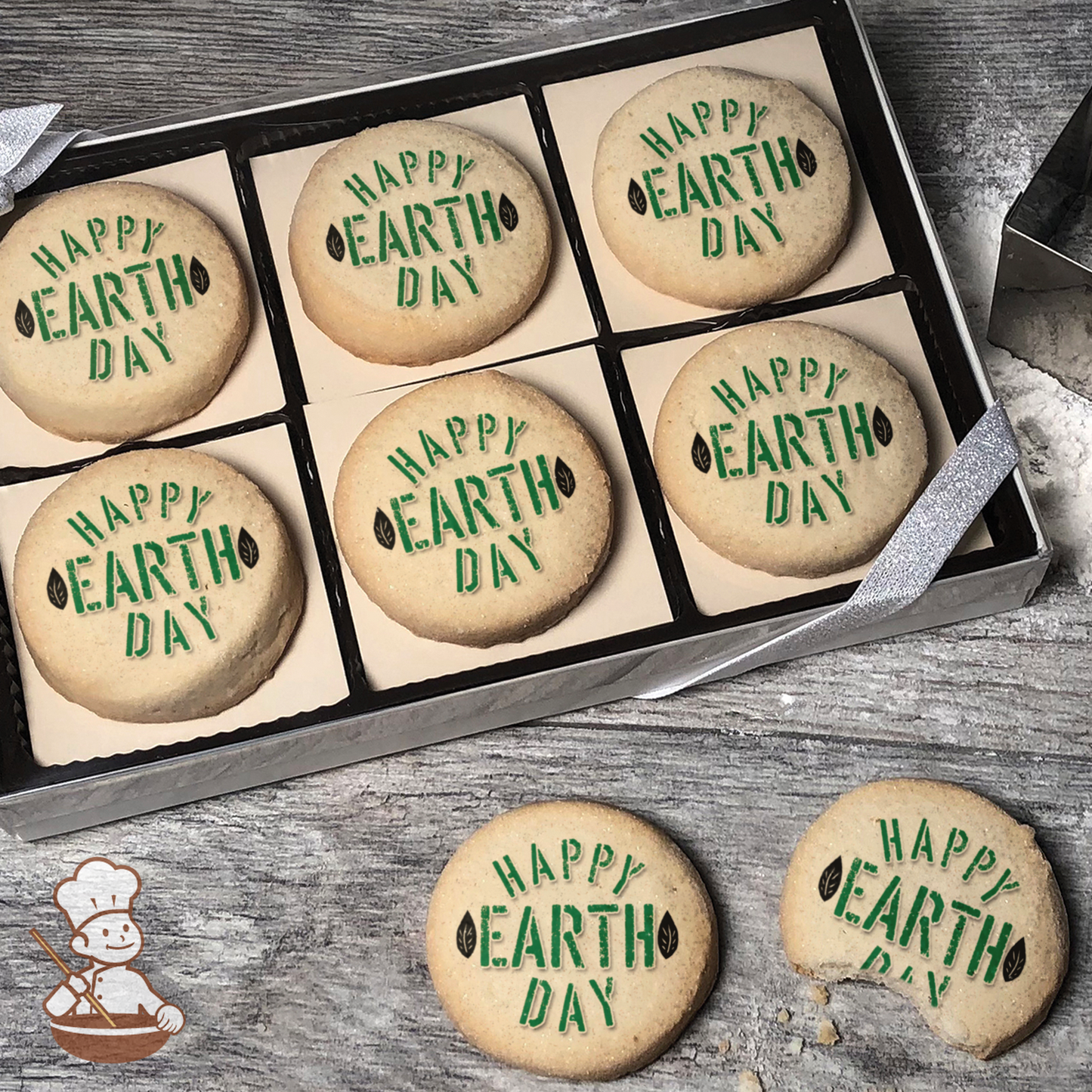 Happy Earth Day Cookie Gift Box (Round Unfrosted)