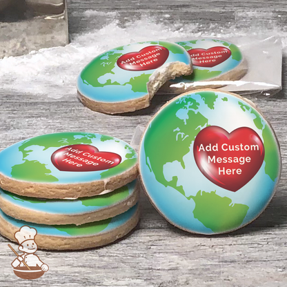 Heart this Earth Custom Message Cookies (Round)