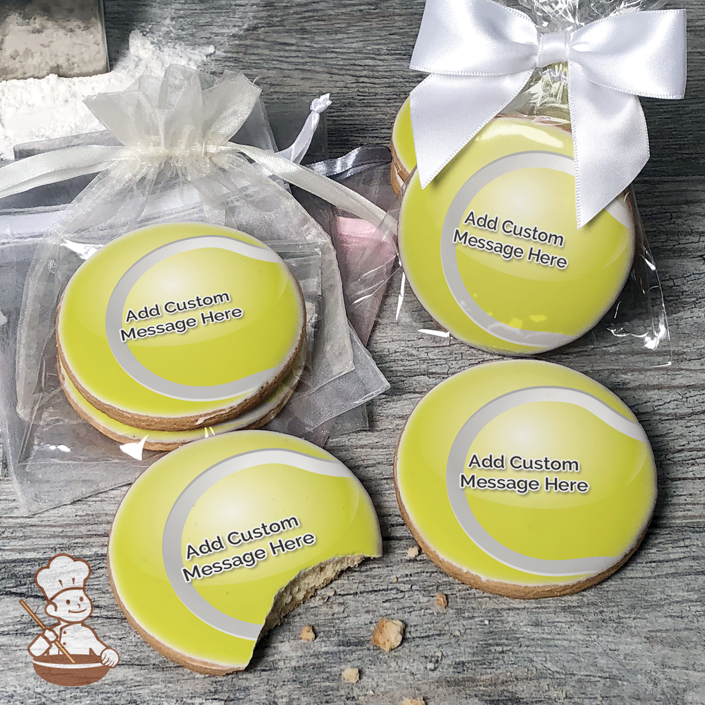 Tennis Ball Custom Message Cookies (Round)