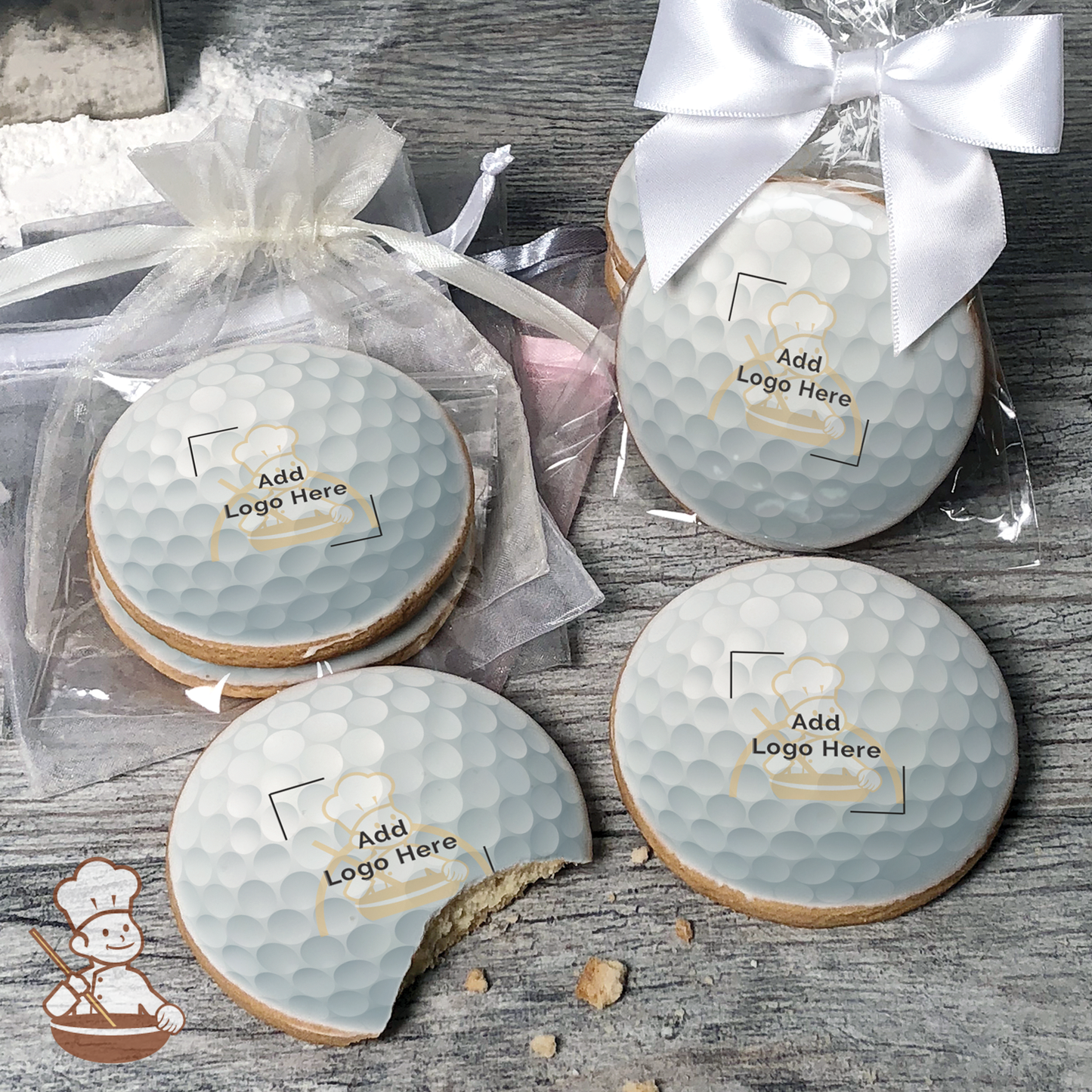 Golf Ball Logo Cookies (Round)