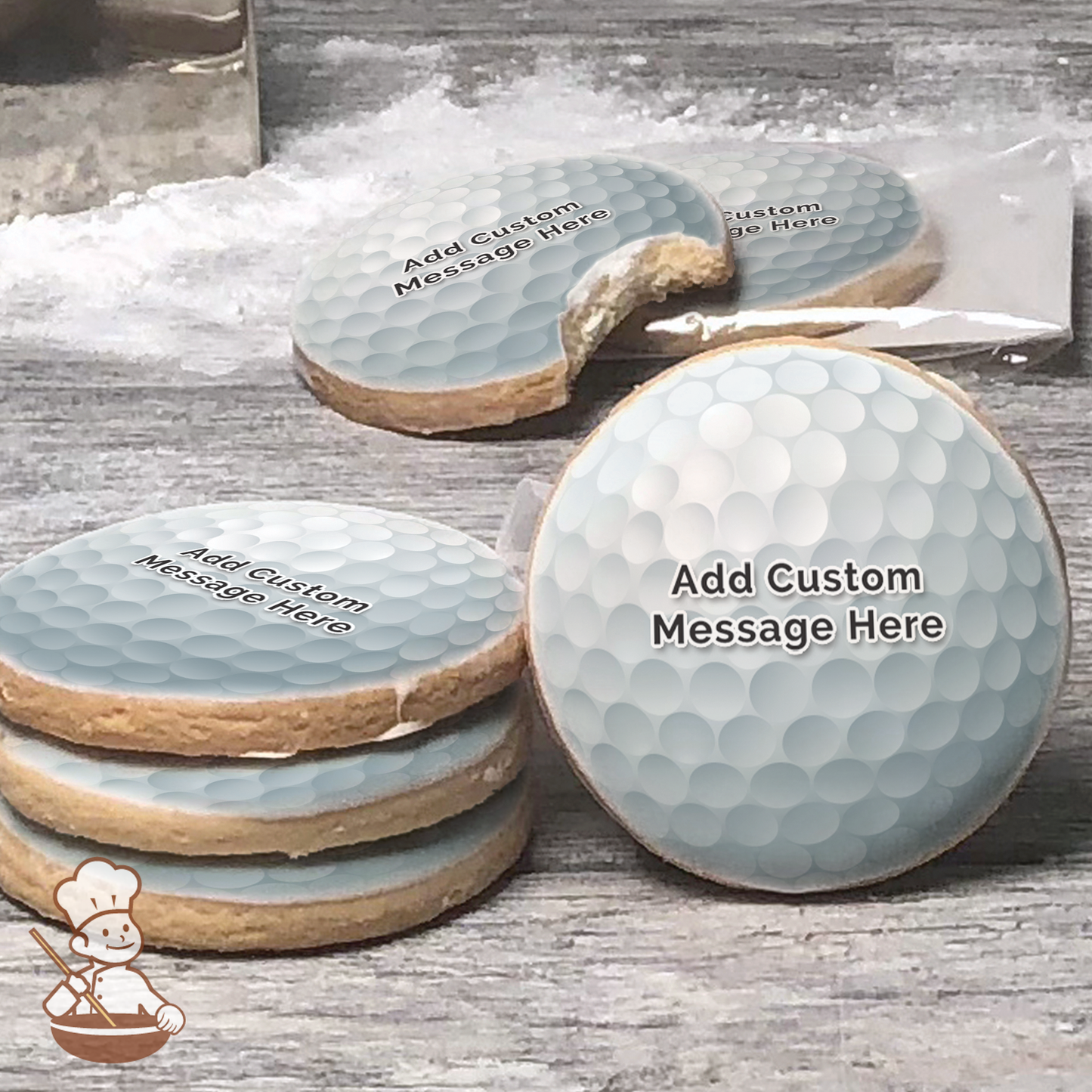 Golf Ball Custom Message Cookies (Round)