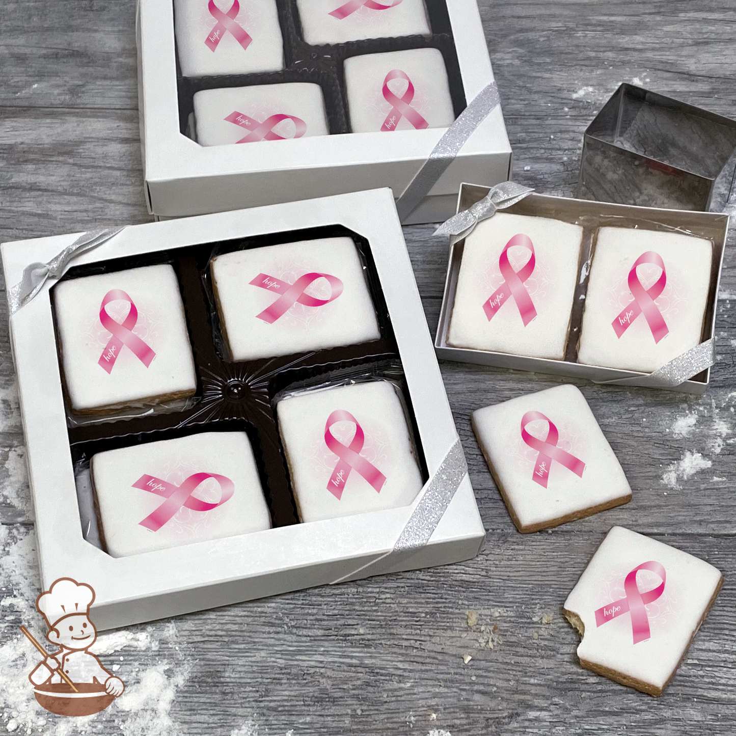 Breast Cancer Awareness Ribbon of Hope Cookie Gift Box (Rectangle)
