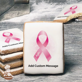Breast Cancer Awareness Ribbon of Hope Custom Message Cookies (Rectangle)