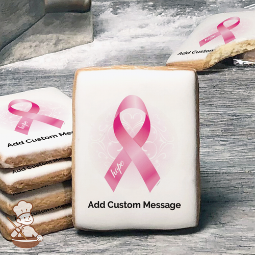 Breast Cancer Awareness Ribbon of Hope Custom Message Cookies (Rectangle)