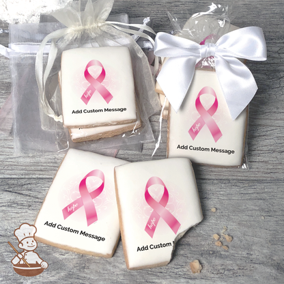 Breast Cancer Awareness Ribbon of Hope Custom Message Cookies (Rectangle)