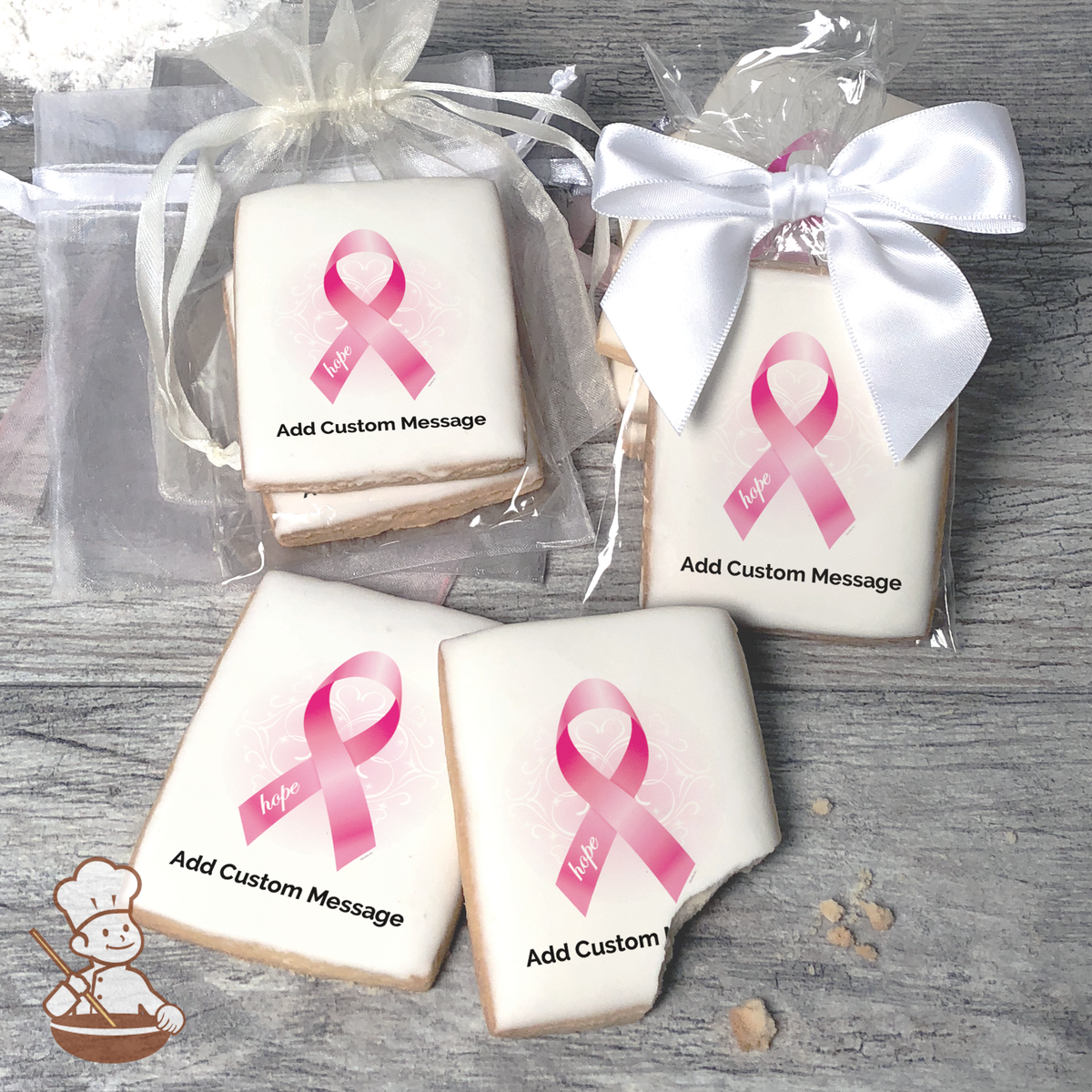 Breast Cancer Awareness Ribbon of Hope Custom Message Cookies | Freedom ...